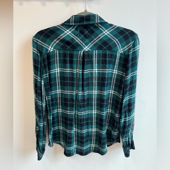 Rails Button Up Plaid Flannel Hunter Pine Black White Sz S - Picture 2 of 8